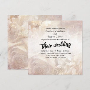 Invitation Romantique, Floral Vintage Mariage Typographie G