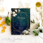 Invitation Romantique Floral Wreath or Emerald Green Mariage