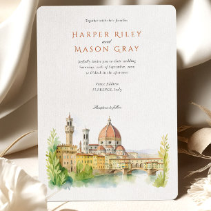 Invitation Romantique Florence Italie Mariage aquarelle
