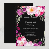 Invitation Romantique Foral Anniversaire (Devant / Derrière)