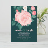 Invitation Romantique forêt vert rose rose rose rose mariage (Debout devant)
