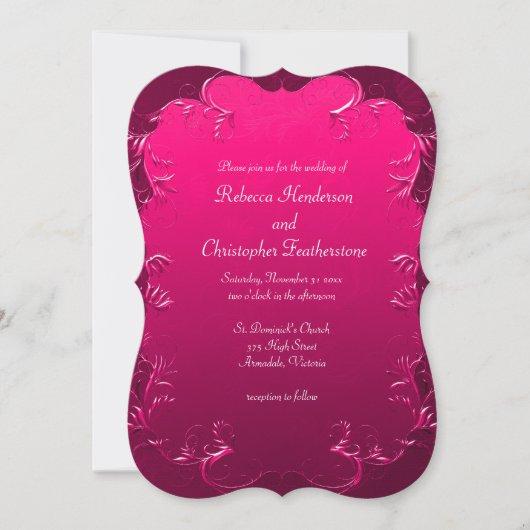 Invitation Romantique Fuchsia rose courbé (Devant)
