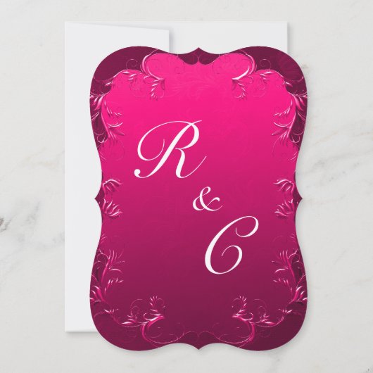 Invitation Romantique Fuchsia rose courbé (Dos)