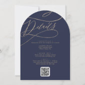 Invitation Romantique Gold Navy tout en un QR Code Arch Maria (Dos)