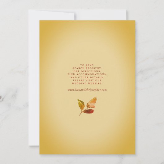 Invitation Romantique Golden Fall Floral Mariage (Dos)