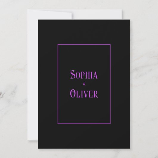 Invitation Romantique gothique noir et violet Mariage (Dos)