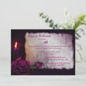 Invitation Romantique gothique Rose & bougie Anniversaire (Debout devant)