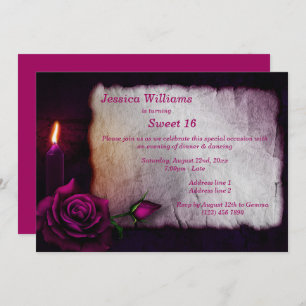 Invitation Romantique gothique Rose & chandelle Sweet 16