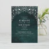 Invitation Romantique Green et blanc design de jardin secret, (Debout devant)