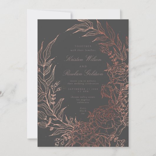 Invitation Romantique Gris Classique Mariage de la couronne d (Devant)
