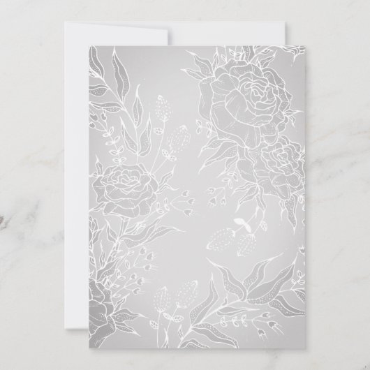 Invitation Romantique Gris Classique Mariage de la couronne d (Dos)