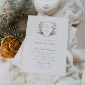 Invitation Romantique hiver verdure Monogram Crest Mariage