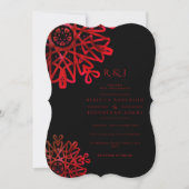 Invitation Romantique Hot Red Motif Mariage ornemental (Devant)