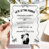 Invitation Romantique Illustrated Mariage couple Enregistrer 