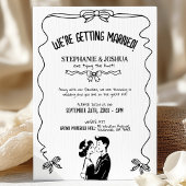 Invitation Romantique Illustrated Mariage couple Enregistrer 