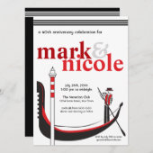 Invitation romantique italienne à la gondole (Devant / Derrière)