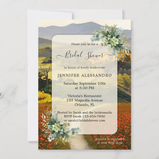 Invitation Romantique Italienne Douche nuptiale (Devant)
