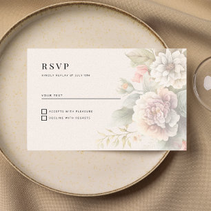 Invitation Romantique ivoire rose bleu été floral RSVP