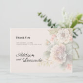Invitation Romantique ivoire rose bleu Merci floral été (Debout devant)