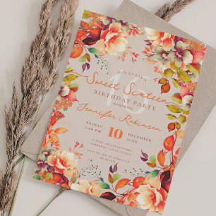 Invitation Romantique Jardin d'automne Floral Sweet 16 Champa