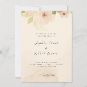 Invitation Romantique Jaune et Vert Floral Jaune Mariage