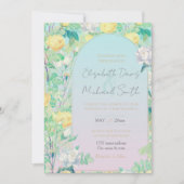 Invitation Romantique Jaune Roses Blanches Design floral (Devant)