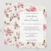 Invitation Romantique Joli rose Roses Mariage Floral (Devant / Derrière)