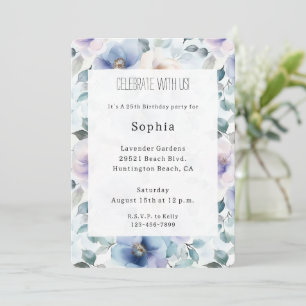 Invitation Romantique Jolie Lavande Fleurs Anniversaire