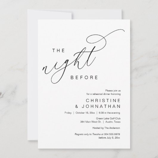 Invitation Romantique La Nuit Avant Le Dîner De Répétition Ma (Devant)