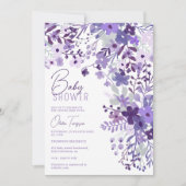 Invitation Romantique lavande fleurs sauvages baby shower de  (Devant)