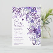 Invitation Romantique lavande fleurs sauvages baby shower de  (Debout devant)