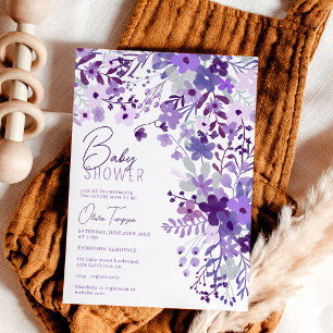 Invitation Romantique lavande fleurs sauvages baby shower de