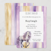 Invitation Romantique Lavande White Horse Stripes Anniversair (Devant / Derrière)