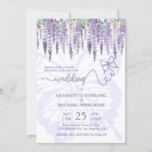 Invitation Romantique Lilac Wisteria Fairytale Jardin Mariage