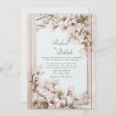 Invitation Romantique Magnolia Blossom Mariage (Devant / Derrière)