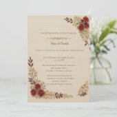 Invitation Romantique Mariage Floral Beige (Debout devant)