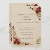 Invitation Romantique Mariage Floral Beige (Devant / Derrière)