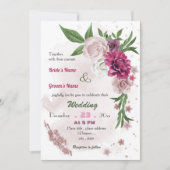Invitation romantique mauve mariage (Devant)