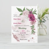 Invitation romantique mauve mariage (Debout devant)