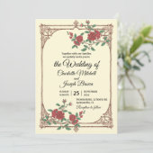 Invitation Romantique médiévale avec Mariage en bois (Debout devant)