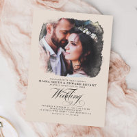 Romantique Moderne Elegant Ecru 2 Photos Mariage
