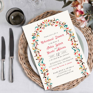 Invitation Romantique Moderne Élégant Floral Dîner de Répétit