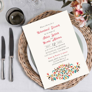 Invitation Romantique Moderne Élégant Floral Dîner de Répétit