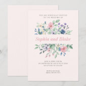Invitation Romantique moderne Fleur sauvage rose pâle Mariage (Devant / Derrière)
