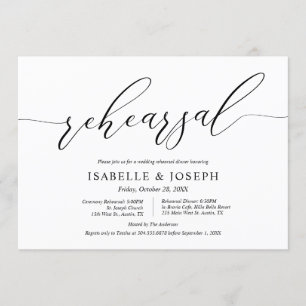 Invitation Romantique moderne, répétition Mariage et dîner