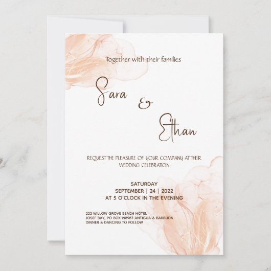 Invitation Romantique Moderne Simple Blush et mariage blanc I (Devant)