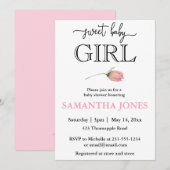 Invitation Romantique moderne tulip rose baby shower fille fi (Devant / Derrière)