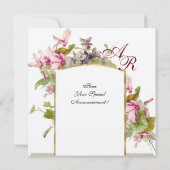 Invitation ROMANTIQUE MONOGRAMME /CYCLAMENS, rose vert crème (Dos)