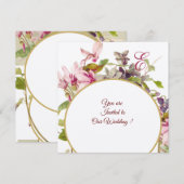 Invitation ROMANTIQUE MONOGRAMME , CYCLAMENS ROSES, Floral (Devant / Derrière)