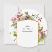 Invitation ROMANTIQUE MONOGRAMME, CYCLAMENS ROSES, Floral (Dos)